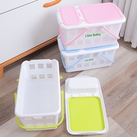 Geweven plastic opbergmand voor buiten, picknick, wasgoed, fruit, met handvat