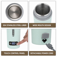 Termometer Termos botol air otomatis, Termos vakum perjalanan Stainless Steel, ketel kopi elektrik