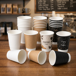 Single Wall Biodegradable Eco-Friendly Kraft/White Paper <b>Disposable</b> Coffee & Tea Beverage <b>Cups</b> Custom Printed Options Food Grade - Product Image 3
