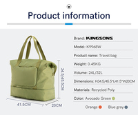 Sac fourre-tout léger et extensible pour femme, en tissu RPET recyclé GRS, écologique, grande capacité, idéal pour les voyages, vente en gros BSCI Kingsons