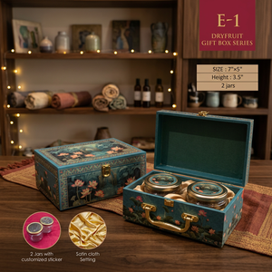 Caja de Regalo de Frutos Secos Hecha a Mano de Resina, Serie de 7x5 Pulgadas, Diseño Floral Pintado a Mano con 2 Frascos y Forro de Tela Satinada - Product Image 1