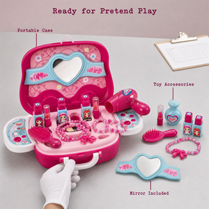 Trousse de Maquillage Portable pour Enfants avec Miroir, Peigne et Accessoires Bijoux – Jouet de Jeu de Rôle – Collection en Gros - Product Image 6