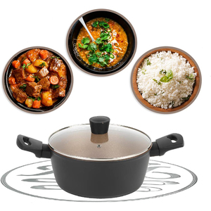 High Quality Ceramic Coated Non-Stick <b>Pots</b> Soft Touch Handle 6-Piece Blue Aluminum Induction Cookware <b>Set</b> - Product Image 5