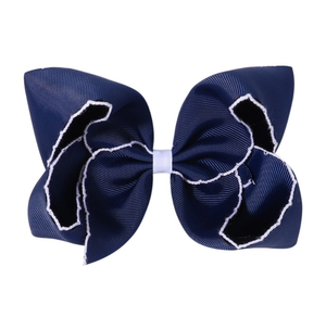 OKAY Custom 6 pulgadas <span class=keywords><strong>JOJO</strong></span> Grosgrain Hair Clip Bows con Moon Stitch Trim Edge para Baby Girl Accesorios - Product Image 6