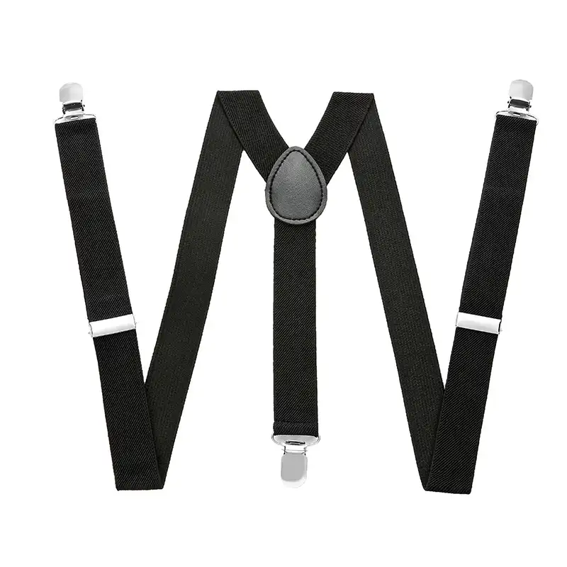 Men's 1 inch Solid Straight Clip Adjustable Elastic Y Back Suspenders for Men and Women With Strong Metal Clips