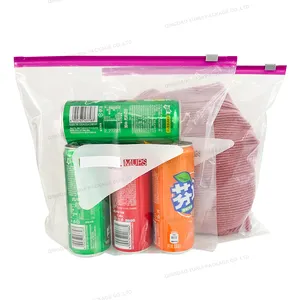 YURUI Factory alta qualità L M S eco-friendly Food Grade Plastic Zip Lock riutilizzabile Logo personalizzato Freezer Slider Zipper Ziplock Bag