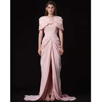 Robe de soirée pour femme, nouvelle collection 2025, design maxi floral, tissu écologique de luxe, col à volants, silhouette fourreau rose, sur mesure