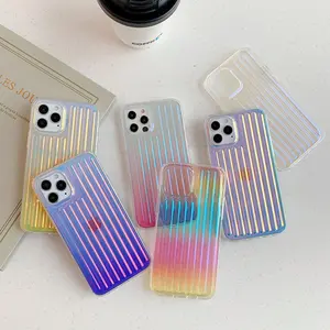 Luxury Laser Stripe Luggage pattern rainbow color PC cell phone case cover for iphone 6 7 8 plus x xr xs max 11 12 13 14 pro max
