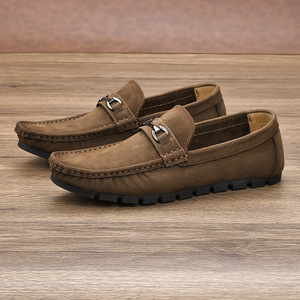 Mocasines Unisex de Gamuza para Hombre, Punta Redonda, Sin Cordones, Suela de Goma, Hebilla Suave, Decoración Sólida, Zapatos Casuales de Primavera - Product Image 1