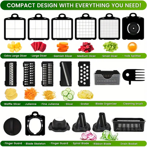 9-in-1 thân thiện với môi đ<span class=keywords><strong>a</strong></span> chức năng Rau Cutter BPA free nhự<span class=keywords><strong>a</strong></span> cà rốt hành tây vắt tay Slicer với hướng dẫn sử dụng lưu trữ container - Product Image 4