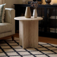 Table d'appoint en travertin naturel Wabi-Sabi, table d'appoint rétro design, table basse en marbre pour salon ou maison d'hôtes