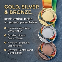 Médaille en métal personnalisée avec logo sur mesure et ruban imprimé, options de placage multiples pour récompenses et souvenirs d'événements sportifs
