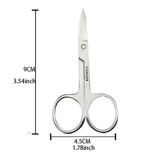 Custom logo Portable Thickness Trimming stainless steel Eyebrow Nose Hair Curved Manicure Scissors