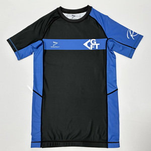 Ensemble d'équipement de combat professionnel noir GFTEAM avec impression inspirée, rashguard résistant aux déchirures + short de BJJ léger - Product Image 1