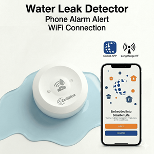 Détecteur de fuite d'eau intelligent sans fil RF longue portée Wi-Fi avec moniteur de faible consommation d'énergie, contrôle à distance par application, maison intelligente - Product Image 1