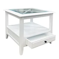 Table d'appoint en verre de 60 cm avec tiroir - Table d'appoint moderne pour la maison (blanc/noir/personnalisé)