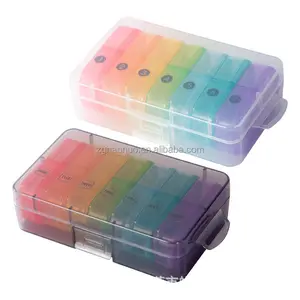 Portable 14 Grids Pill Case 2 Compartment Portable Pill Organizer Travel Plastic Cute Pill Box For 7 Days