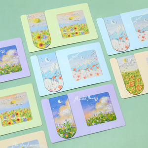 Floral Magnetic Bookmark Ins Landscape Cloud Scenery Bookmark Learning Reading Bookmarks Custom