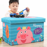 Pouf de rangement carré pour enfants, profondément rembourré, gain de place, pliable, repose-pieds avec sac, design rectangulaire