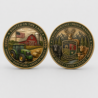Pièce commémorative personnalisée gravée, cadeau agricole, pièce de défi en cuivre antique avec logo en relief, avec carte insérée imprimée et boîte