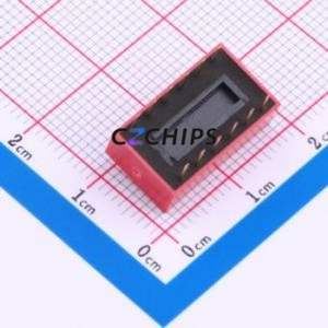 2.54-6P CJPB-H DIP Switch Through hole Component (THT) Switch Flat Toggle, Raised Type Single Pole Single Throw 6 PC Pin - Product Image 2