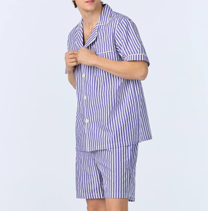 Wholesale <strong>Men's</strong> Striped Pajama <strong>Sets</strong> Breathable Sleepwear 100% Cotton Casual Homewear <strong>Mens</strong> Nightwear Custom <strong>Pyjamas</strong> for <strong>Men</strong> <strong>Set</strong> - Product Image 2