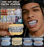 Grillz Moissanite Personnalisés VVS, Bijoux Hip Hop Ice Out avec Grandes Pierres, 8 sur 8 / 10 sur 10 / 12 sur 12 pour Hommes et Femmes