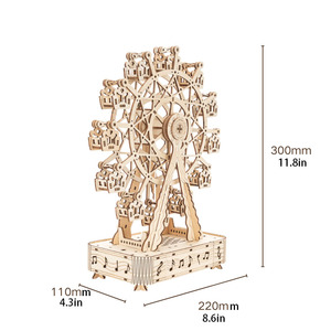Rompecabezas de Madera 3D Personalizado, Rueda de la Fortuna Giratoria con Música, Modelo de Catedral de Madera, Rompecabezas para Niños, Clase de Dibujo y Manualidades - Product Image 3