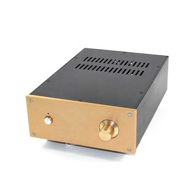 Whole Aluminum Pure Power Stage Black Gold Panel HIFI Tube Amplifier Casing