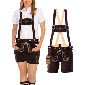 Bavarian Custom <b>Women's</b> <b>Lederhosen</b> Shorts Set Chocolate Authentic German Design Oktoberfest Outfit - Product Image 1
