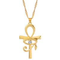 Collar con Colgante de Cruz Ankh Egipcia para Mujer/Hombre, Color Dorado, Ojo de Horus, Collares Ankh, Cadena Religiosa, Joyería Egipcia, Regalos