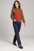 Pull en tricot à manches longues personnalisé pour femmes, col rond, color block, tricot décontracté, fabricant en gros