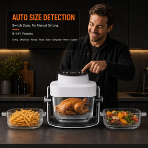 <b>Air</b> <b>Fryer</b> Glass <b>Basket</b> 8-in-1 Portable Non Toxic Visual Glass Bowl <b>Air</b> <b>Fryer</b> Big Size Reversible 1800W CE RoHS ETL - Product Image 1