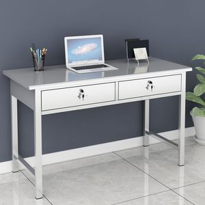 Stainless Steel <b>Computer</b> <b>Desk</b> <b>With</b> <b>Drawers</b> Durable Workbench For Office Study Living Room - Product Image 1