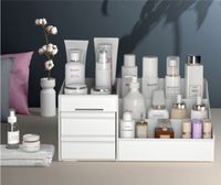 Vente chaude En Plastique Maquillage Organisateur Rack Cas De Bureau Multi-couche Étagère Commode Table Pas Cher Prix Cosmétique Boîte De Rangement