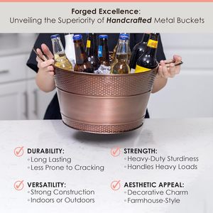 <span class=keywords><strong>Cobre</strong></span> galvanizado Old Tavern <span class=keywords><strong>Cobre</strong></span>-Acabado Bebida Cubo de hielo para fiestas, Cubo de champán galvanizado de 8 cuartos - Product Image 6