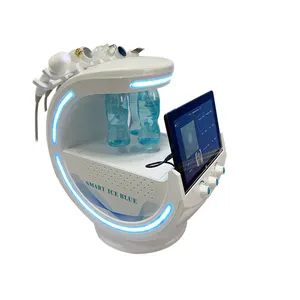 7 In 1 akıllı buz mavi RF Hydra oksijen jeti su soyma yüz güzellik salonu ekipmanları cilt analizörü