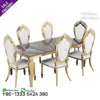 Vente chaude Banquet Evets Mariage En Acier Inoxydable Rectangle De Luxe Table À Manger Et Chaises Pour La Fête De Mariage
