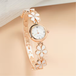 Reloj de cuarzo elegante para mujer con detalles de diamantes de imitación, bonito diseño de flor de ciruelo, venta al por mayor N2603043 - Product Image 1