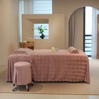 Ensemble de draps en tissu bouclé 3D rose pour table de massage SPA, haute densité
