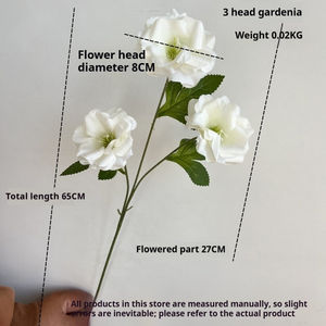 Tres <span class=keywords><strong>gardenias</strong></span> artificiales son adecuadas <span class=keywords><strong>para</strong></span> bodas, techos, techos altos y guías de caminos arreglos florales y decoración suave - Product Image 6