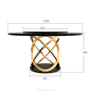 Factory Supply Popular White Marble Top Gold Stainless Steel Base <b>Dining</b> <b>Table</b> <b>Set</b> <b>Round</b> Luxury <b>4</b> Chairs - Product Image 5