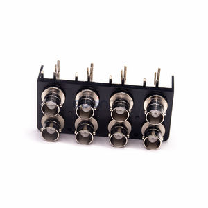 Conector BNC Hembra de Alta Calidad, Ángulo Recto, 2*4 Puertos para Montaje en PCB, Conector Coaxial BNC de Orificio Pasante - Product Image 1