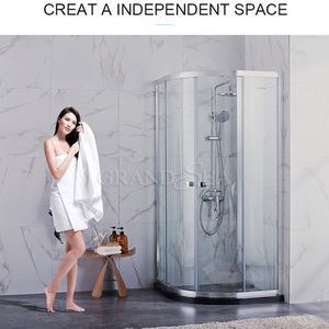 Mampara de Ducha de Esquina <span class=keywords><strong>para</strong></span> Baño, de Aluminio, Deslizante, Impermeable, con Tira de Sellado, Puerta de Vidrio Templado Esmerilado, sin Marco - Product Image 2