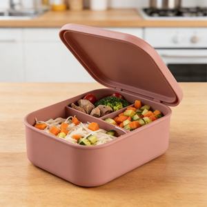 กล่องอาหารกลางวันเด็กปลอดสาร BPA รูปทรงสี่เหลี่ยมผืนผ้า กล่องเก็บอาหารแบบเบนโตะ - Product Image 5