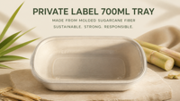 Barquette alimentaire biodégradable en bagasse de canne à sucre 700 ml, conteneur jetable pour la préparation des repas, idéal pour la restauration et les événements.