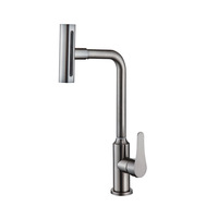 Robinet de cuisine monocommande en acier inoxydable, moderne et simple, à montage sur plan, avec mitigeur cascade rotatif quatre positions, eau chaude et froide, vente en gros