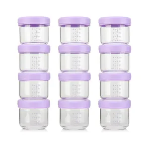 COMI Reusable 4OZ Glass Baby Bottle Storage ContainersとFood Grade Plastic Lids、12のセット、Microwave/Dishwasher Friendly