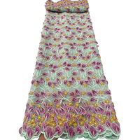 Dentelle en filet brodée NI.AI, nouveau design, applique 3D, dentelle en maille, dentelle en filet colorée pour femmes, fête, mariage