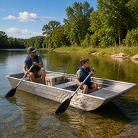 Nouveau bateau à fond plat en aluminium de 16 pieds, coque renforcée de 2,5 mm, pont antidérapant pour 6 personnes, faible profondeur, pêche en rivière ou en marais